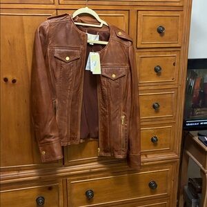 Michael Kors Leather Jacket Women. size Medium